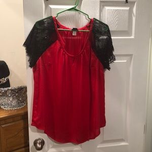 Torrid red top with black lace